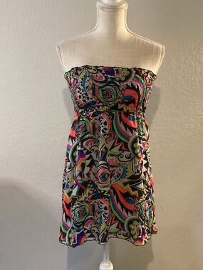 Strapless Multicolor Patterned Summer Dress